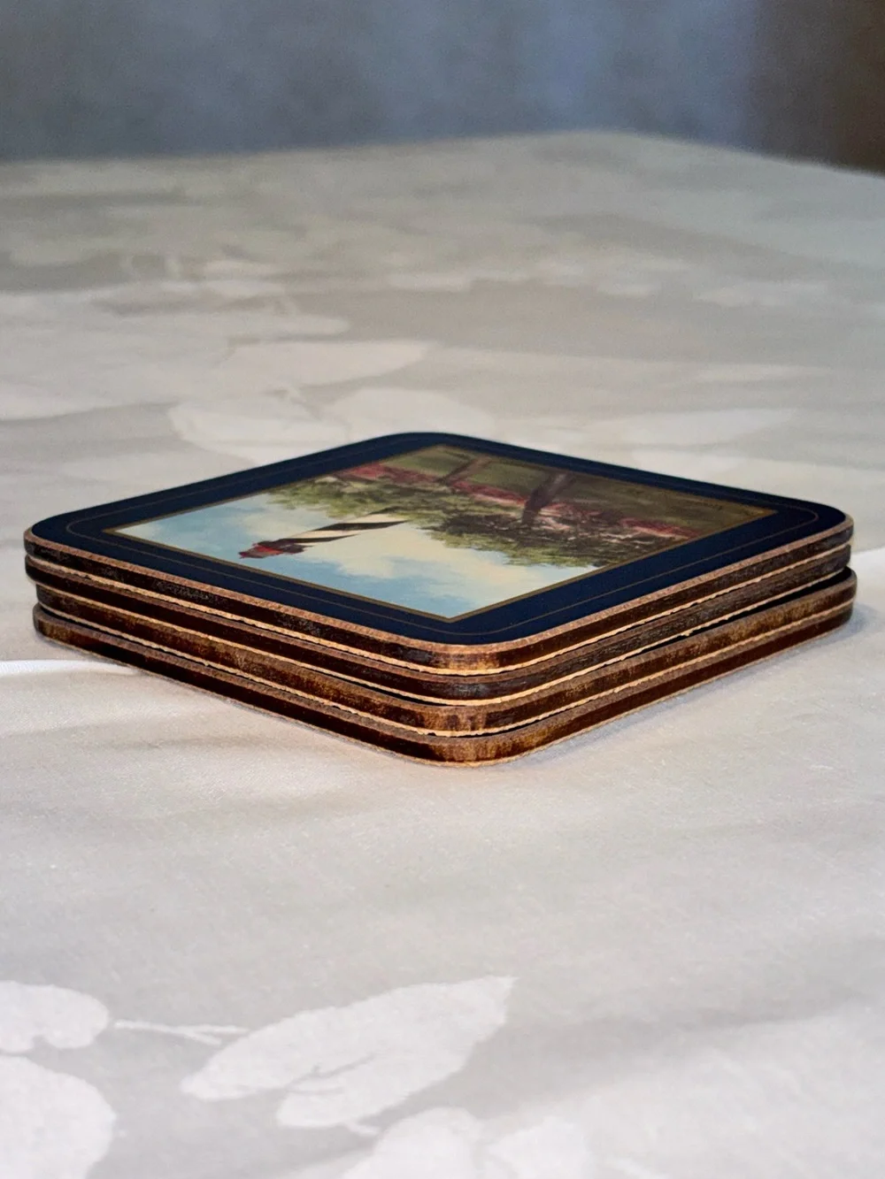 Vintage Pimpernel Lighthouse Coasters Set of 4 Cork Back Made in England